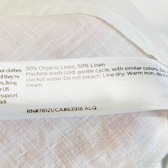 Eileen Fisher Organic Handkerchief Linen Sleeveless Button Down Shirt White, M - Picture 4 of 4